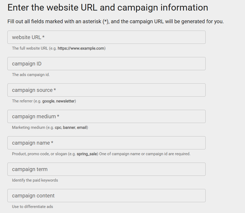 Parametros utm formulario google